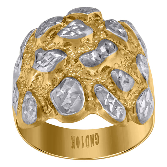 10K Two-tone Gold Mens Nugget Fashion Ring