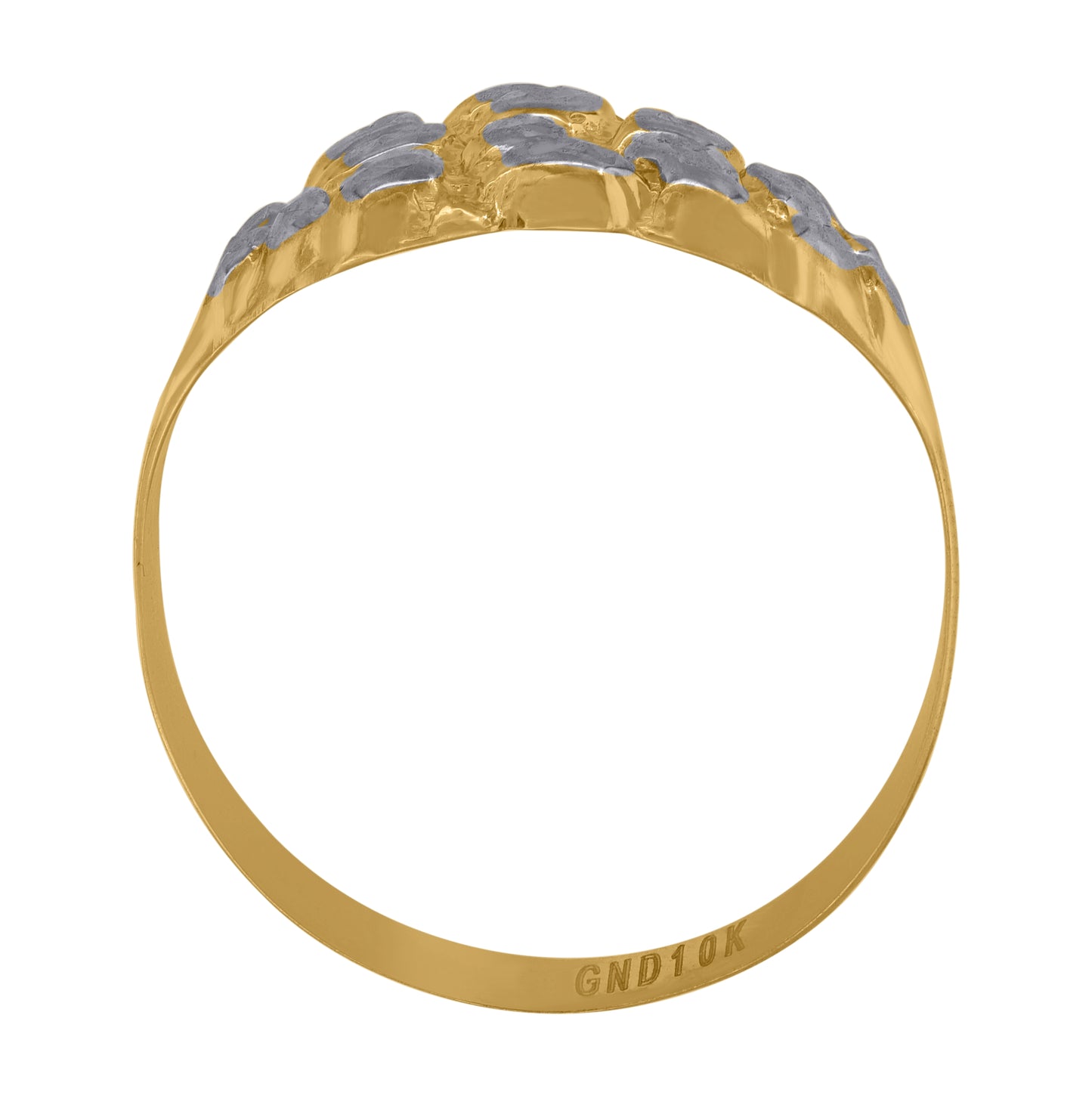 10K Two-tone Gold Womens Nugget Fashion Ring