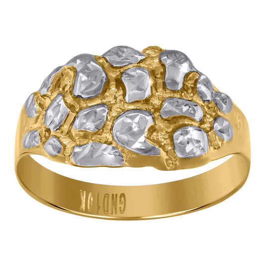 10K Two-tone Gold Womens Nugget Fashion Ring