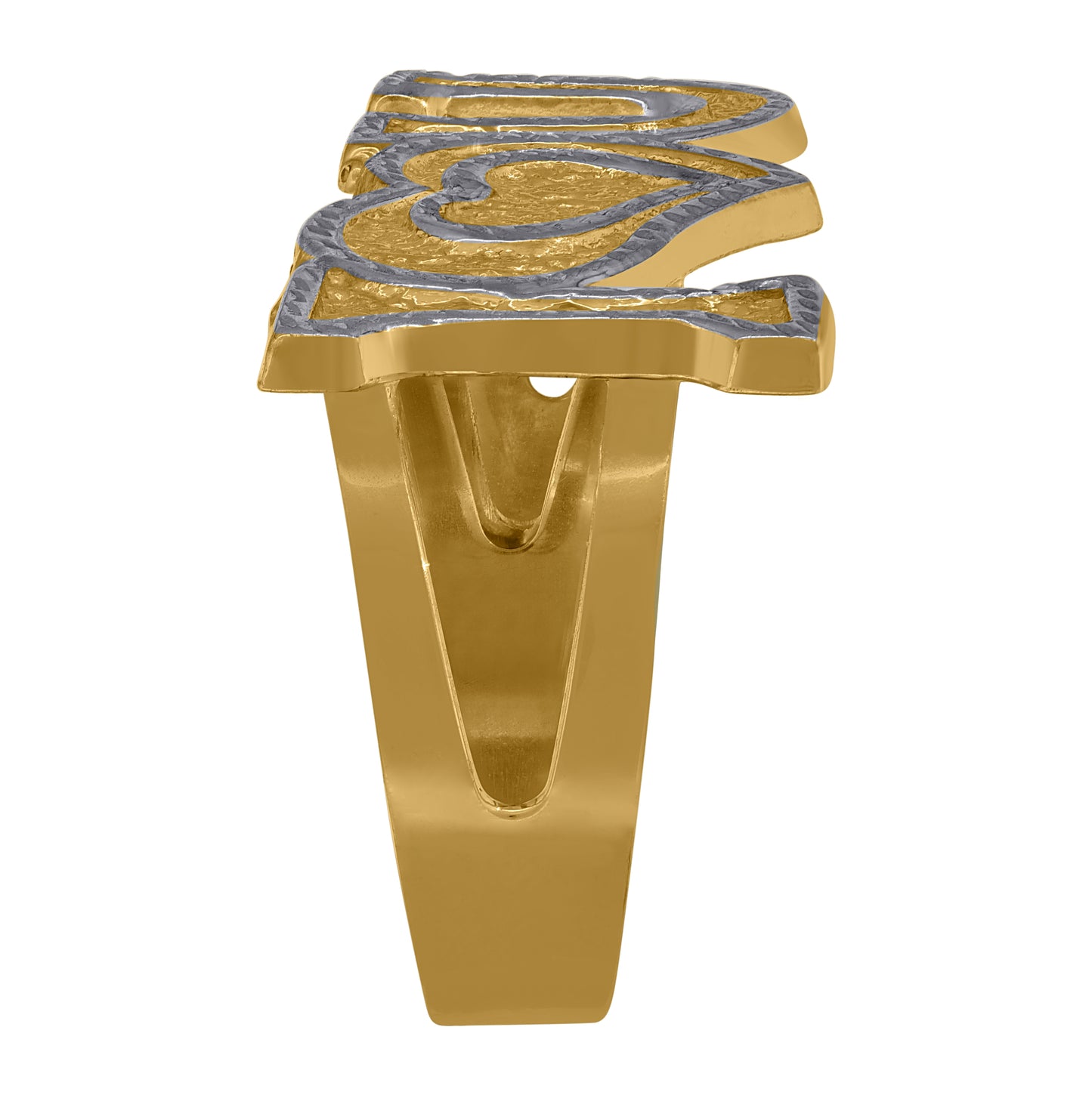 10K Two-tone Gold Womens Two-Finger I Love U Heart Ring