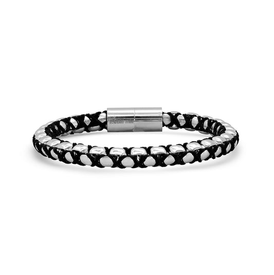 Stainless Steel Unisex Beaded Fashion Bracelet With Magnetic Clasp