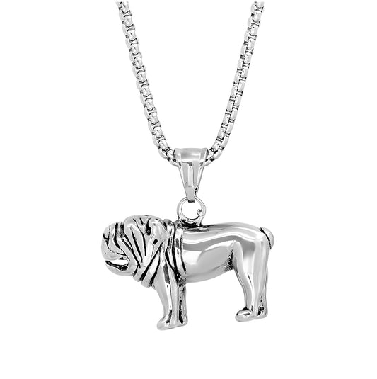Stainless Steel Mens Bull Dog Animal Wild Life Charm Pendant
