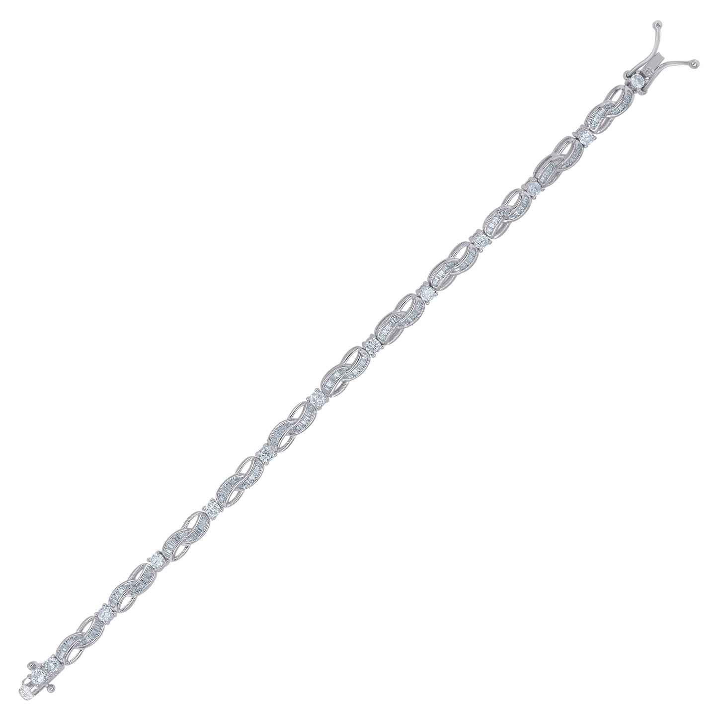Sterling Silver Womens Cubic-Zirconia Fashion Link Bracelet Size 7