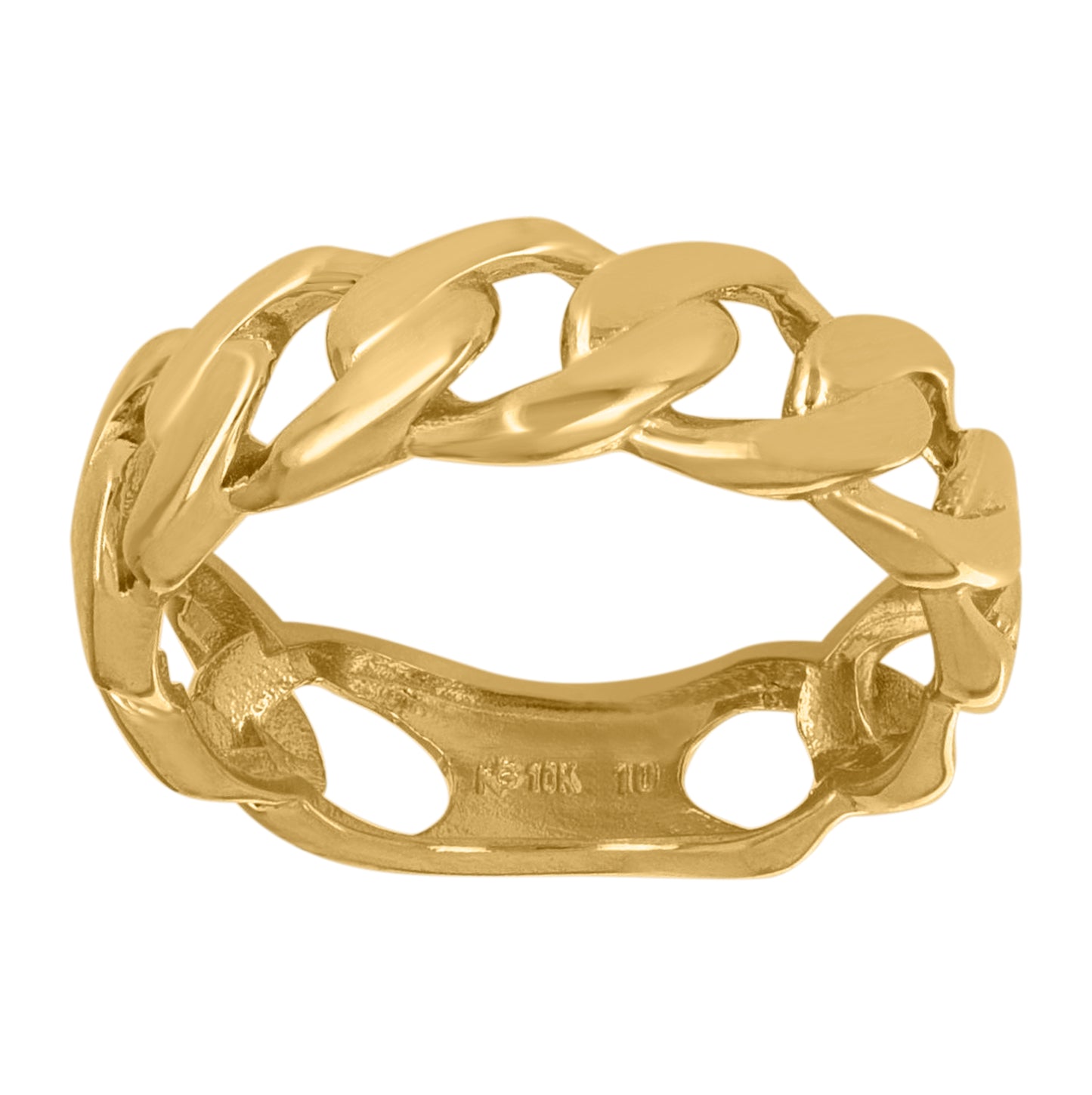 10K Yellow Gold Womens Cuban Link 6mm Fashion Ring