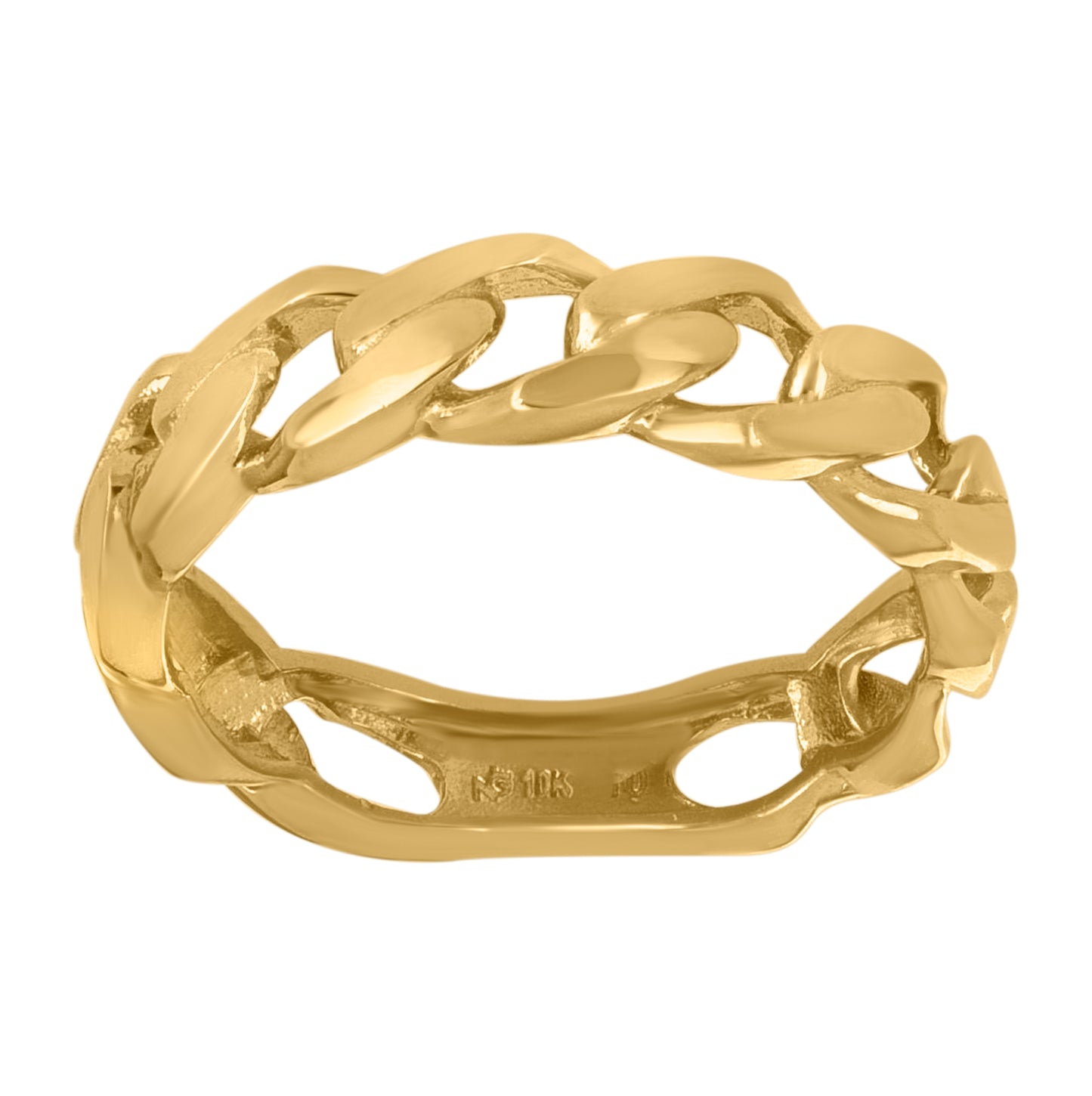 10K Yellow Gold Womens Cuban Link 7mm Fashion Ring