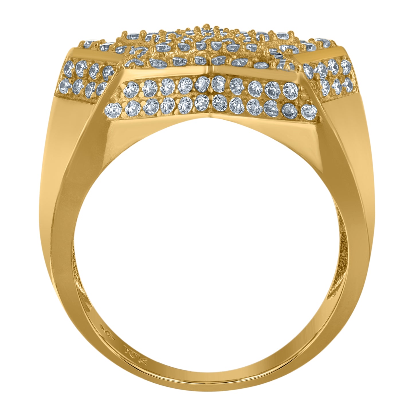 10K Yellow Gold Mens Cubic-Zirconia Star Fashion Ring