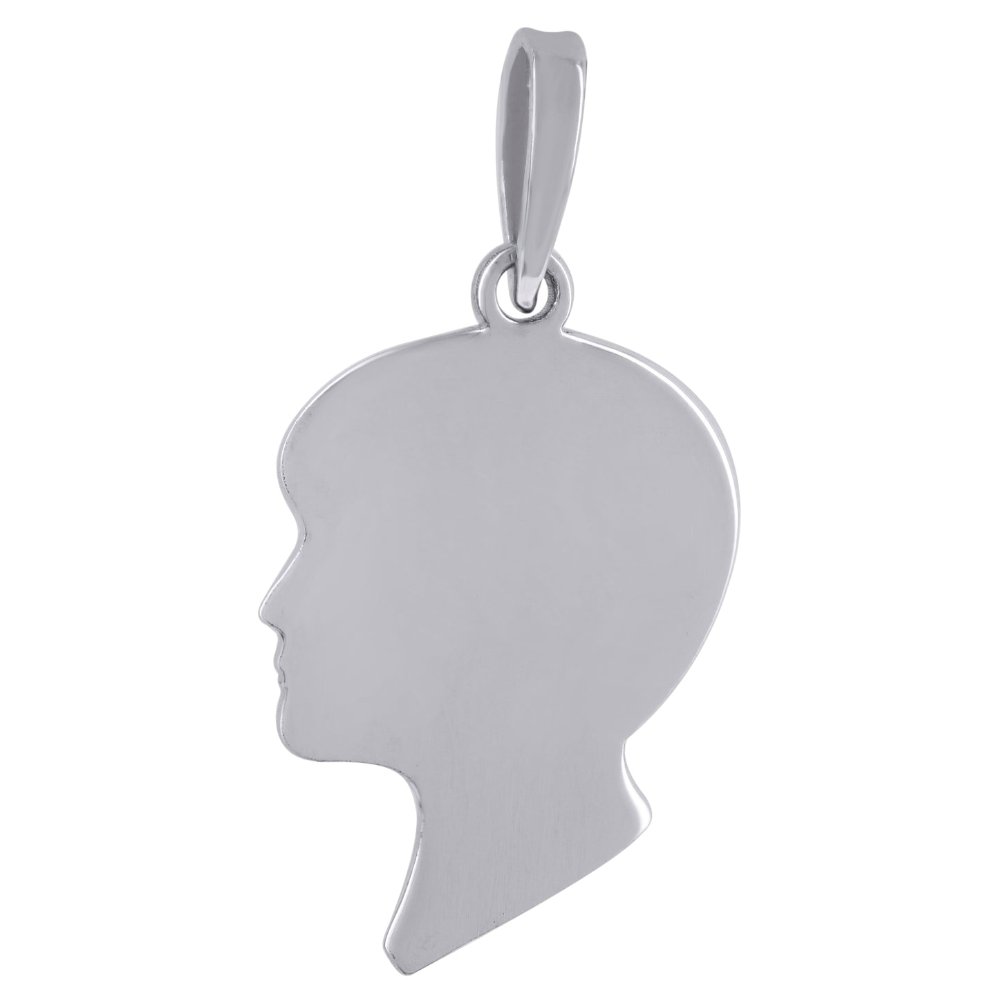 Sterling Silver Mens Fashion Boy Head Disc Engraveable Charm Pendant