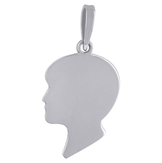Sterling Silver Mens Fashion Boy Head Disc Engraveable Charm Pendant