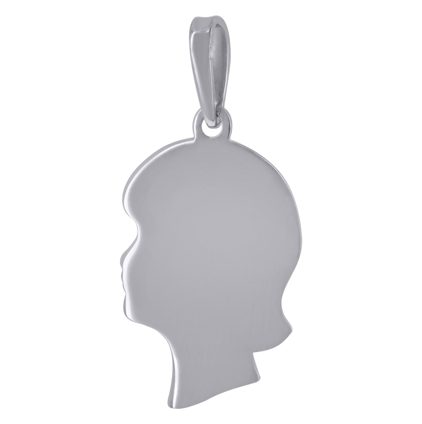 Sterling Silver Womens Fashion Girl Head Disc Engraveable Charm Pendant