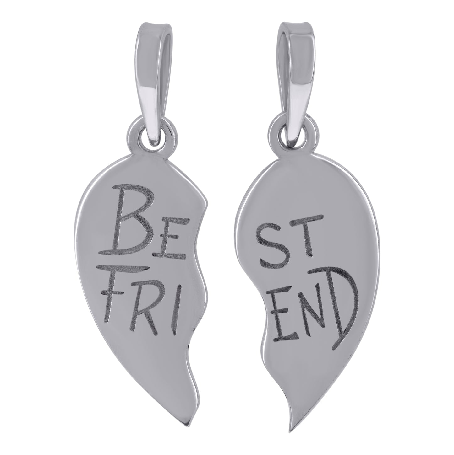 Sterling Silver Unisex Fashion Best Friend Break Apart Heart Talking Charm Pendant