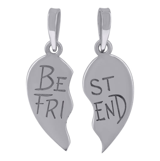 Sterling Silver Unisex Fashion Best Friend Break Apart Heart Talking Charm Pendant
