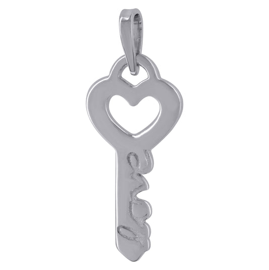 Sterling Silver Mens Love Key Charm Pendant