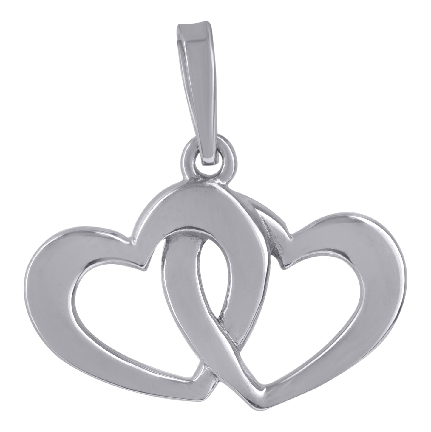 Sterling Silver Womens Intertwined Heart Charm Pendant