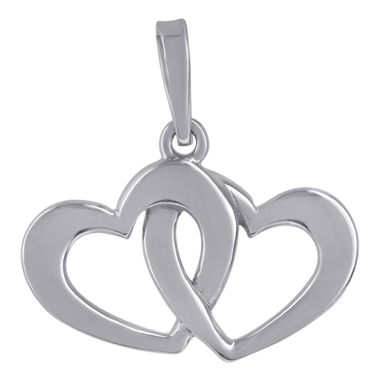Sterling Silver Womens Intertwined Heart Charm Pendant