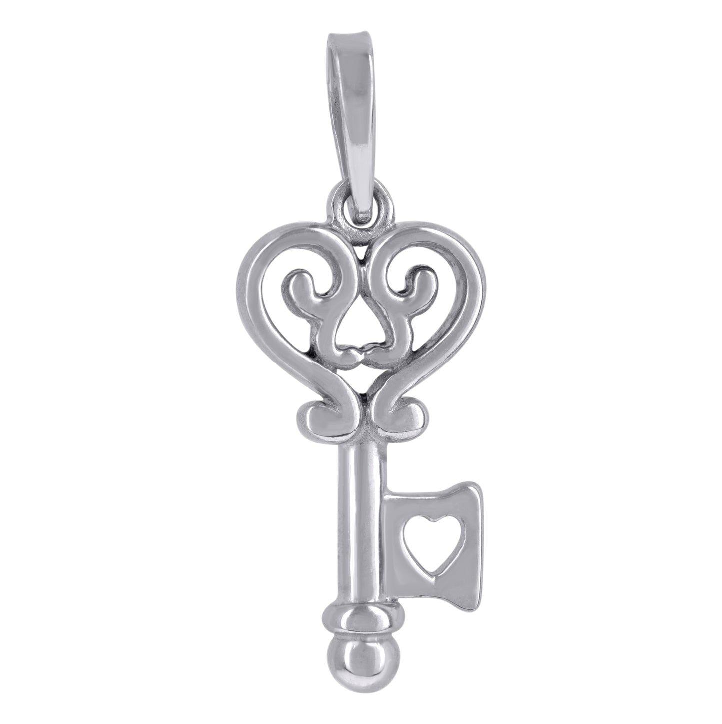 Sterling Silver Mens Royal Key Charm Pendant