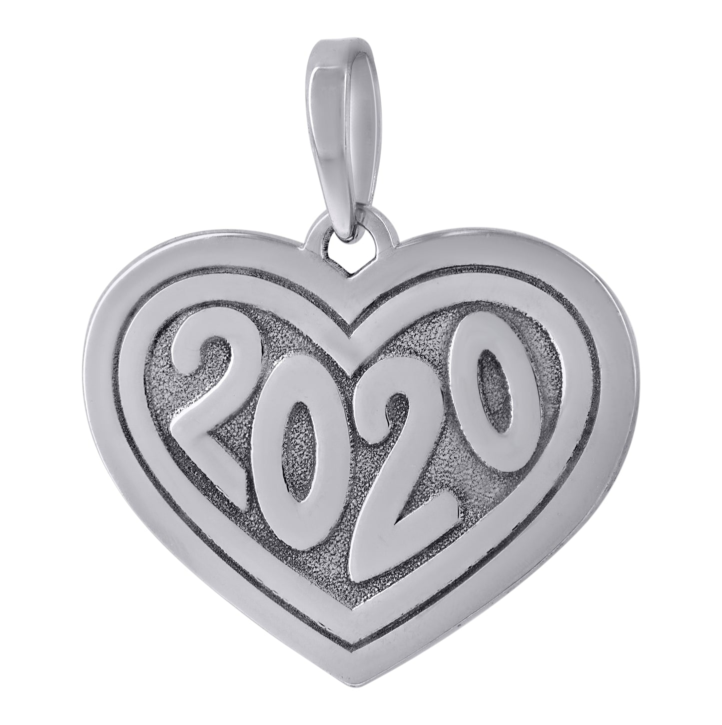 Sterling Silver Womens Year 2020 Heart Charm Pendant
