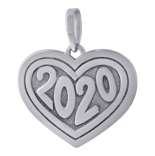 Sterling Silver Womens Year 2020 Heart Charm Pendant