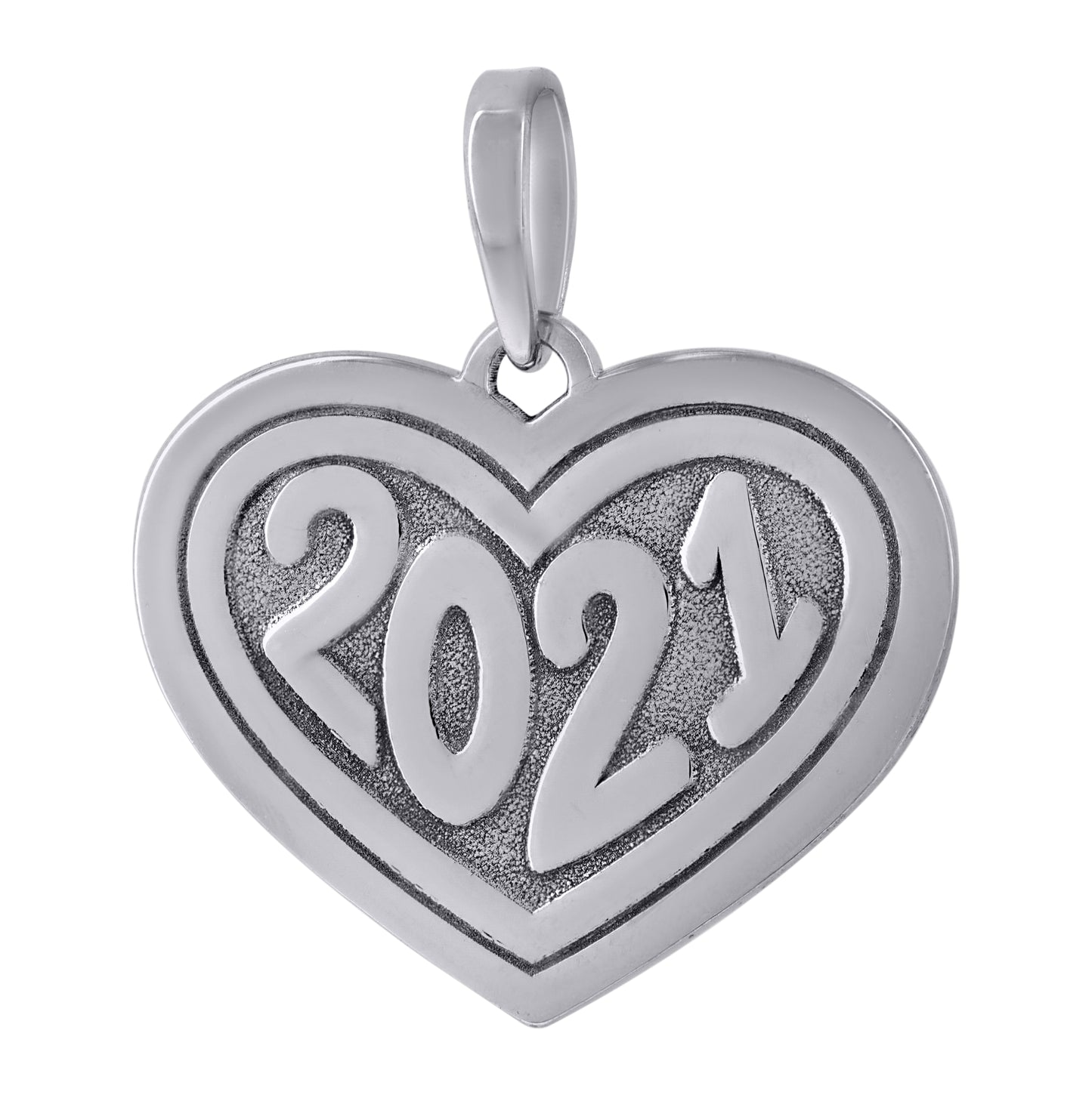 Sterling Silver Womens Year 2021 Heart Charm Pendant