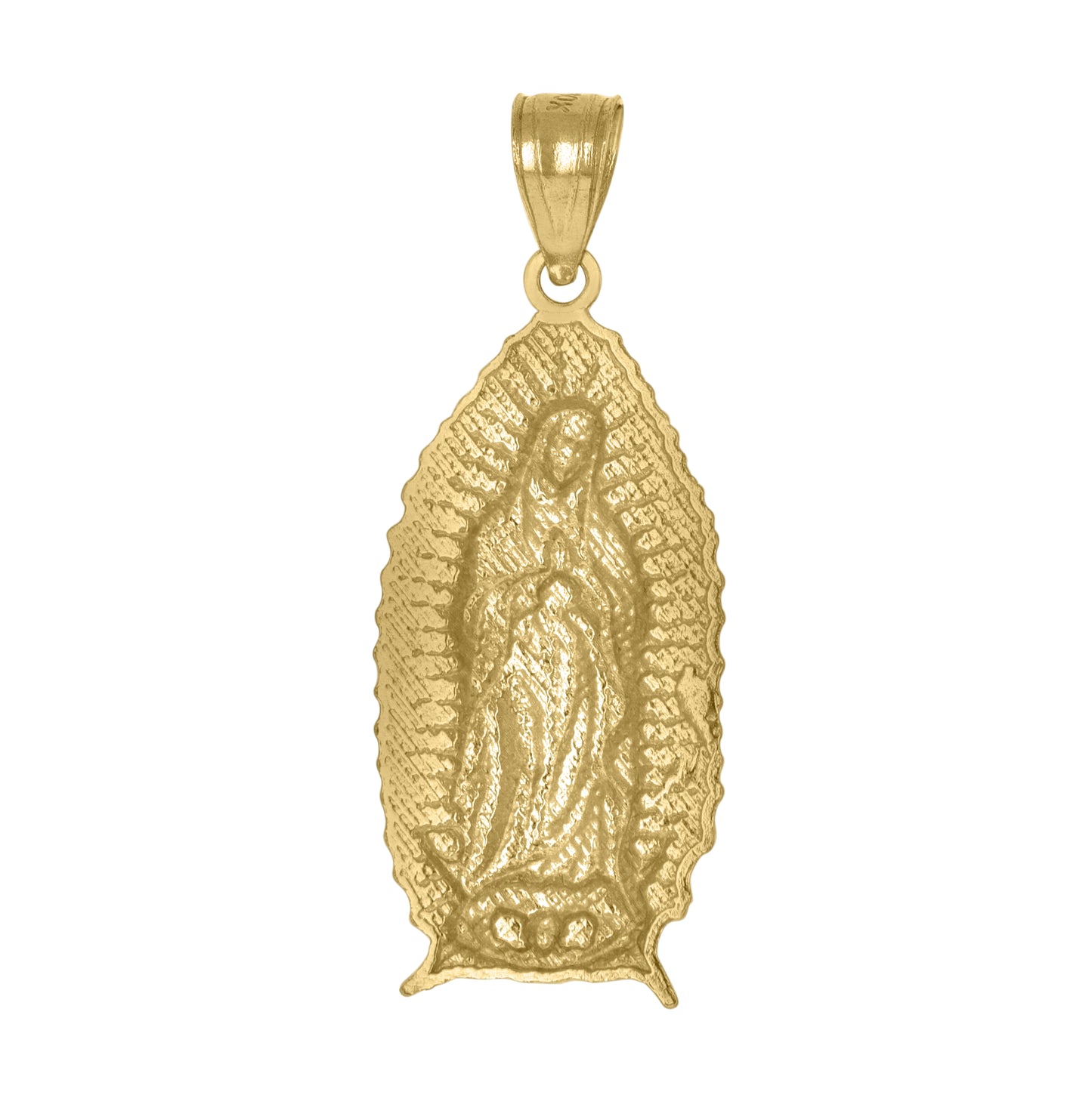 10K Yellow Gold Unisex Guadalupe Religious Charm Pendant