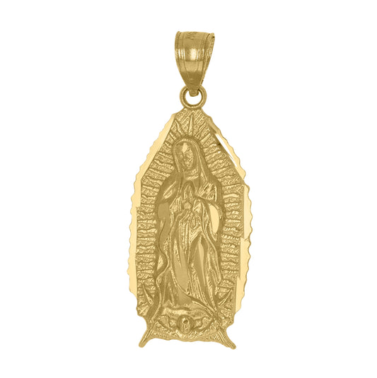 10K Yellow Gold Unisex Guadalupe Religious Charm Pendant