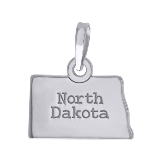Sterling Silver Unisex American States North Dakota Charm Pendant