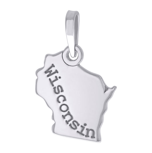 Sterling Silver Unisex American States Wisconsin Charm Pendant