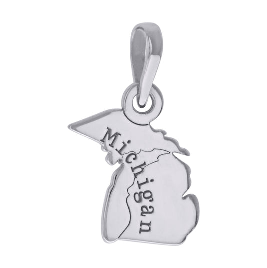 Sterling Silver Unisex American States Michigan Charm Pendant