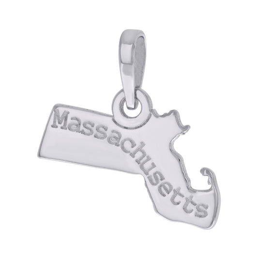 Sterling Silver Unisex American States Massachusetts Charm Pendant