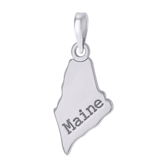 Sterling Silver Unisex American States Maine Charm Pendant