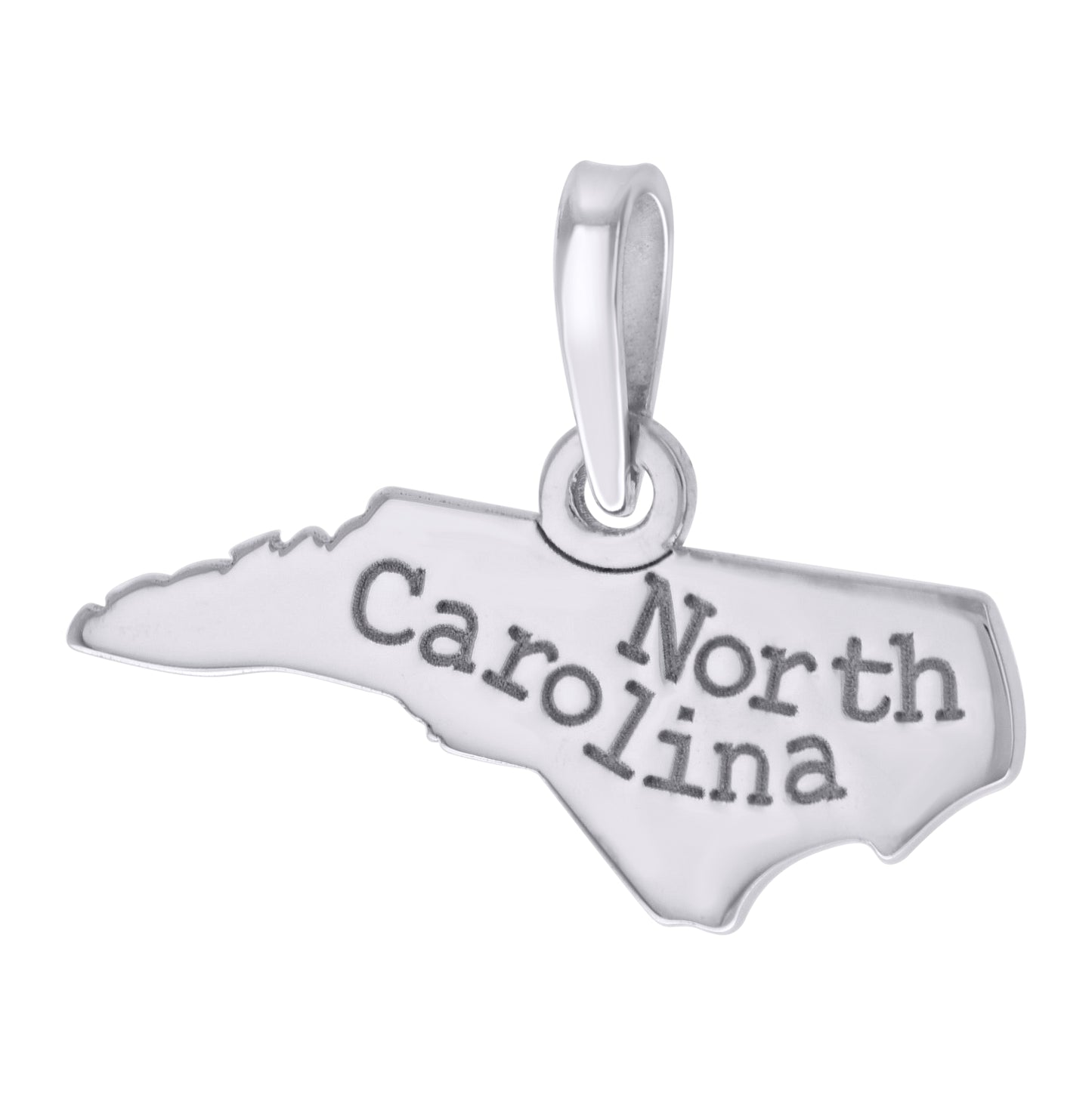 Sterling Silver Unisex American States North Carolina Charm Pendant
