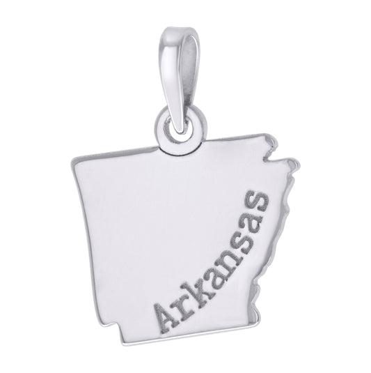 Sterling Silver Unisex American States Arkansas Charm Pendant