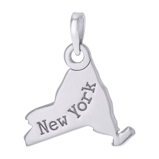 Sterling Silver Unisex American States New York Charm Pendant