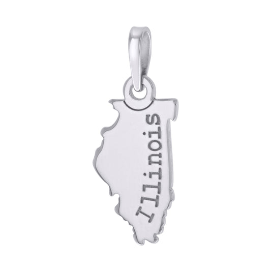 Sterling Silver Unisex American States Illinois Charm Pendant
