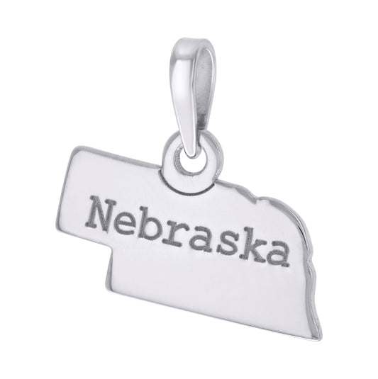 Sterling Silver Unisex American States Nebraska Charm Pendant