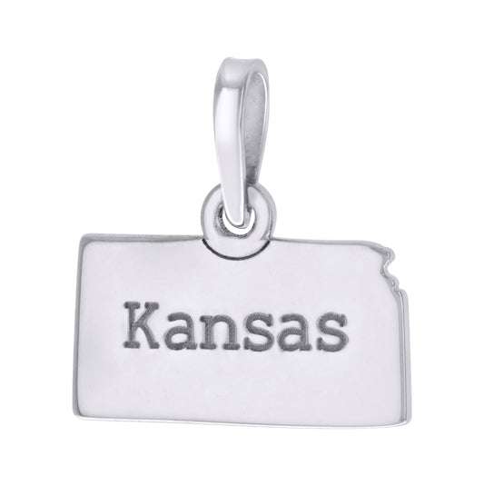 Sterling Silver Unisex American States Kansas Charm Pendant