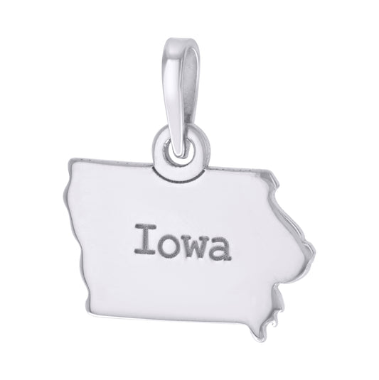 Sterling Silver Unisex American States Iowa Charm Pendant