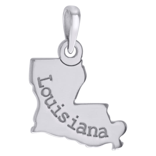 Sterling Silver Unisex American States Louisiana Charm Pendant