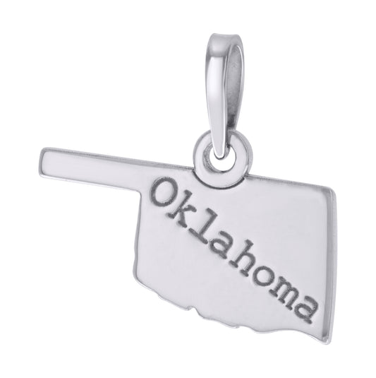 Sterling Silver Unisex American States Oklahoma Charm Pendant