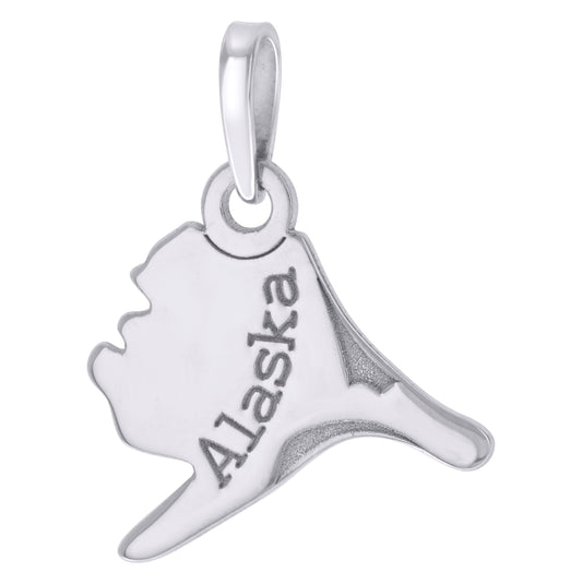 Sterling Silver Unisex American States Alaska Charm Pendant