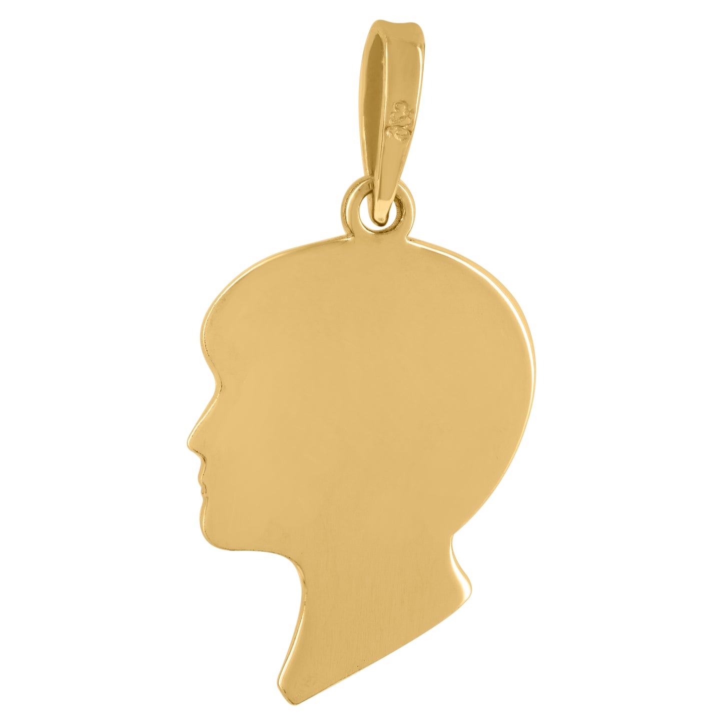 Sterling Silver Mens Fashion Boy Head Disc Engraveable Charm Pendant