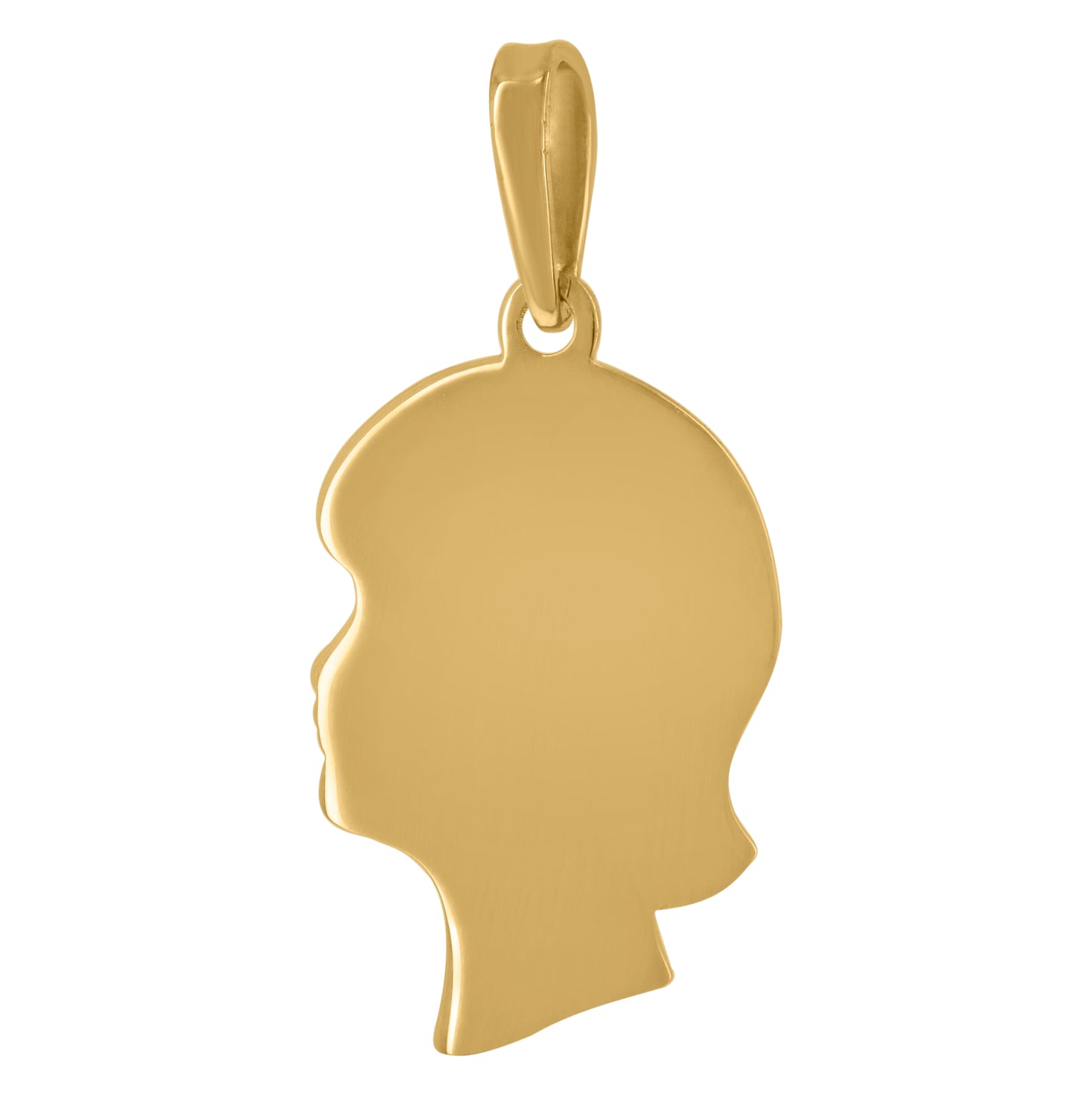Sterling Silver Womens Fashion Girl Head Disc Engraveable Charm Pendant