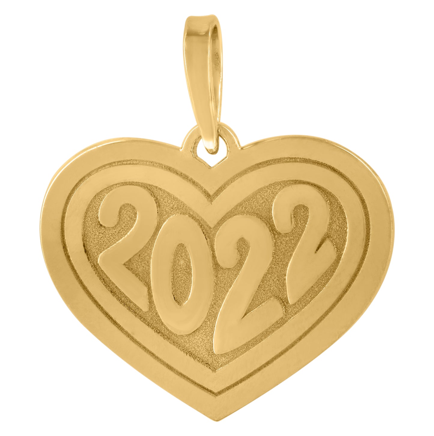 Sterling Silver Yellow-Tone Womens Year 2022 Heart Charm Pendant