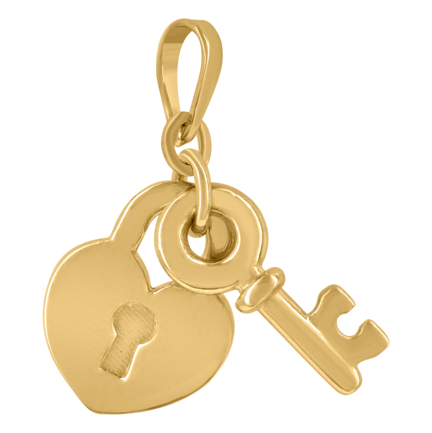 Sterling Silver Womens Key Heart Charm Pendant