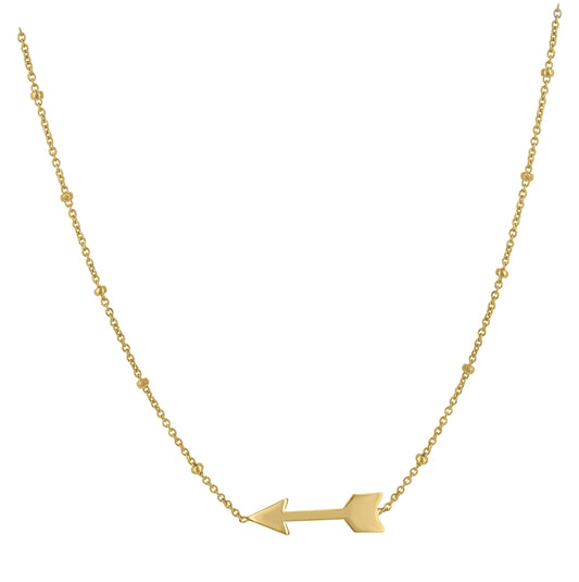 14K Yellow Gold Womens Arrow Fashion Necklace 17.5 Inches