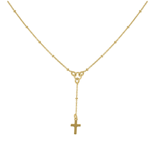 14K Yellow Gold Womens Cross Religious Necklace 17.5 Inches