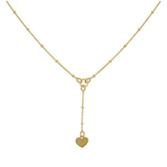 14K Yellow Gold Womens Heart Necklace 17.5 Inches