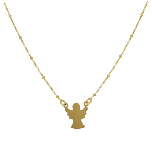 14K Yellow Gold Womens Angel Religious Necklace 17.5 Inches