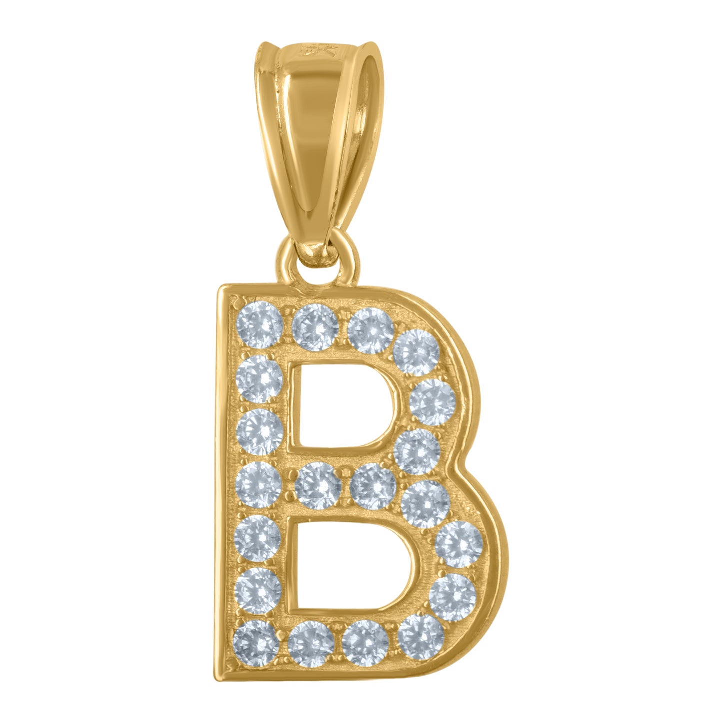 10K Yellow Gold Unisex Cubic-Zirconia Letter Alphabet Initials Charm Pendant