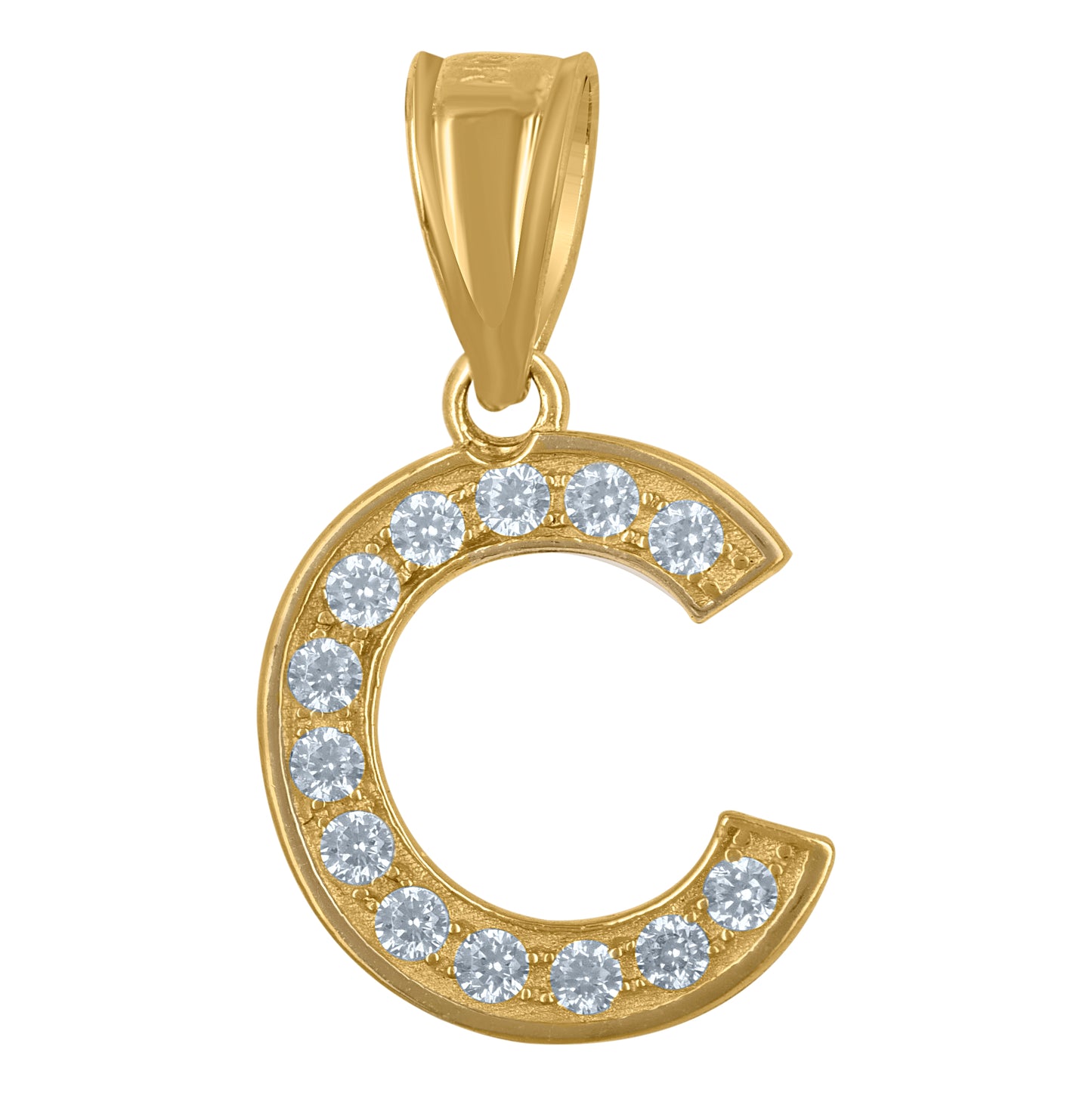 10K Yellow Gold Unisex Cubic-Zirconia Letter Alphabet Initials Charm Pendant