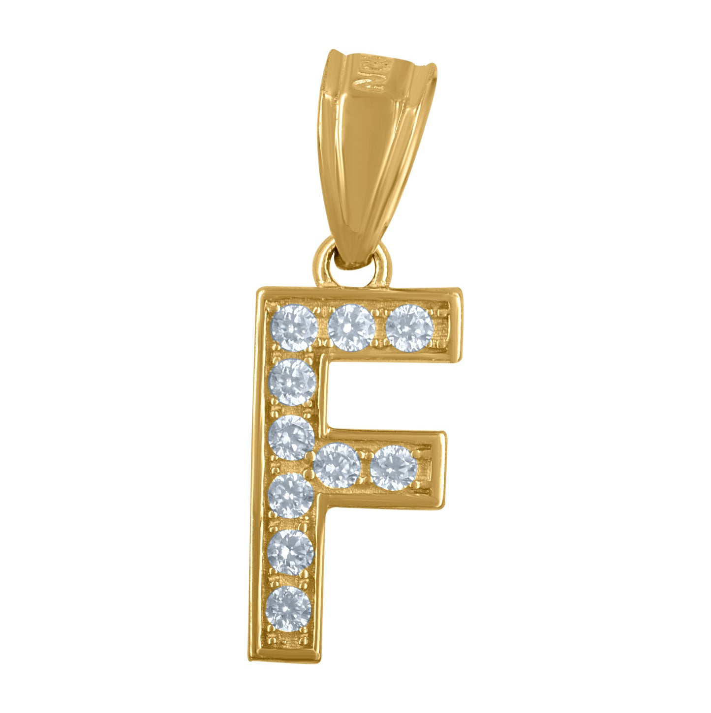 10K Yellow Gold Unisex Cubic-Zirconia Letter Alphabet Initials Charm Pendant